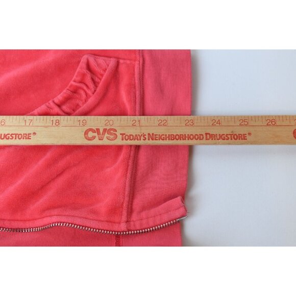 Vintage 2YK Juicy Couture Track Suit Top Sz L Coral Pink Velour Full Zip Pocket - Picture 12 of 13